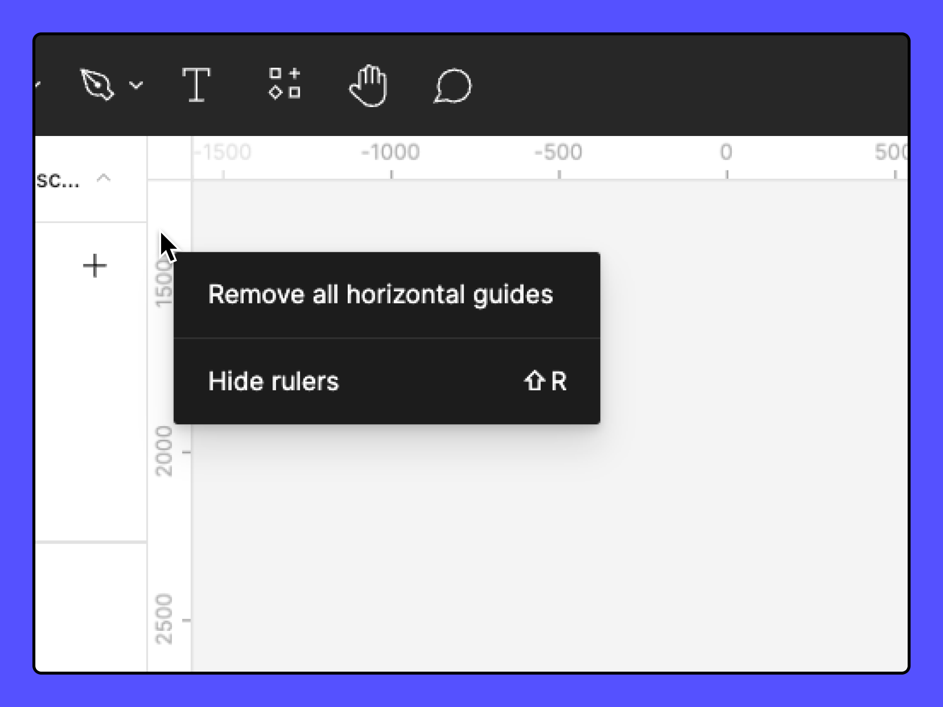 right-click menu of a ruler