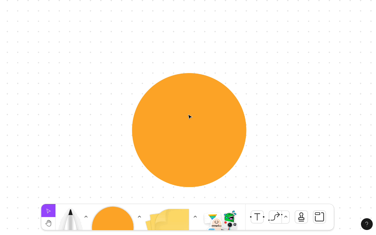 A shape is selected and then its color is modified from the toolbar
