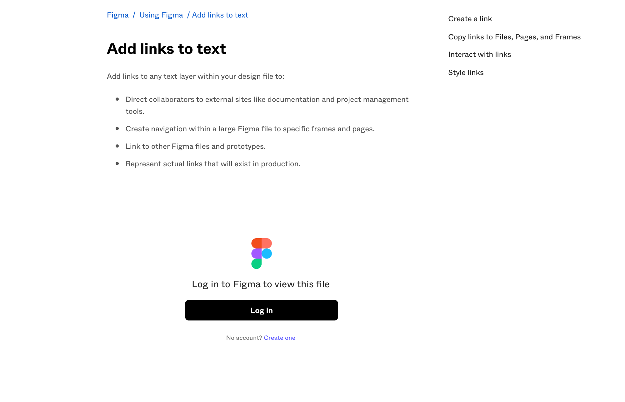 Image showing an embed in an article with a prompt to log in to Figma to view