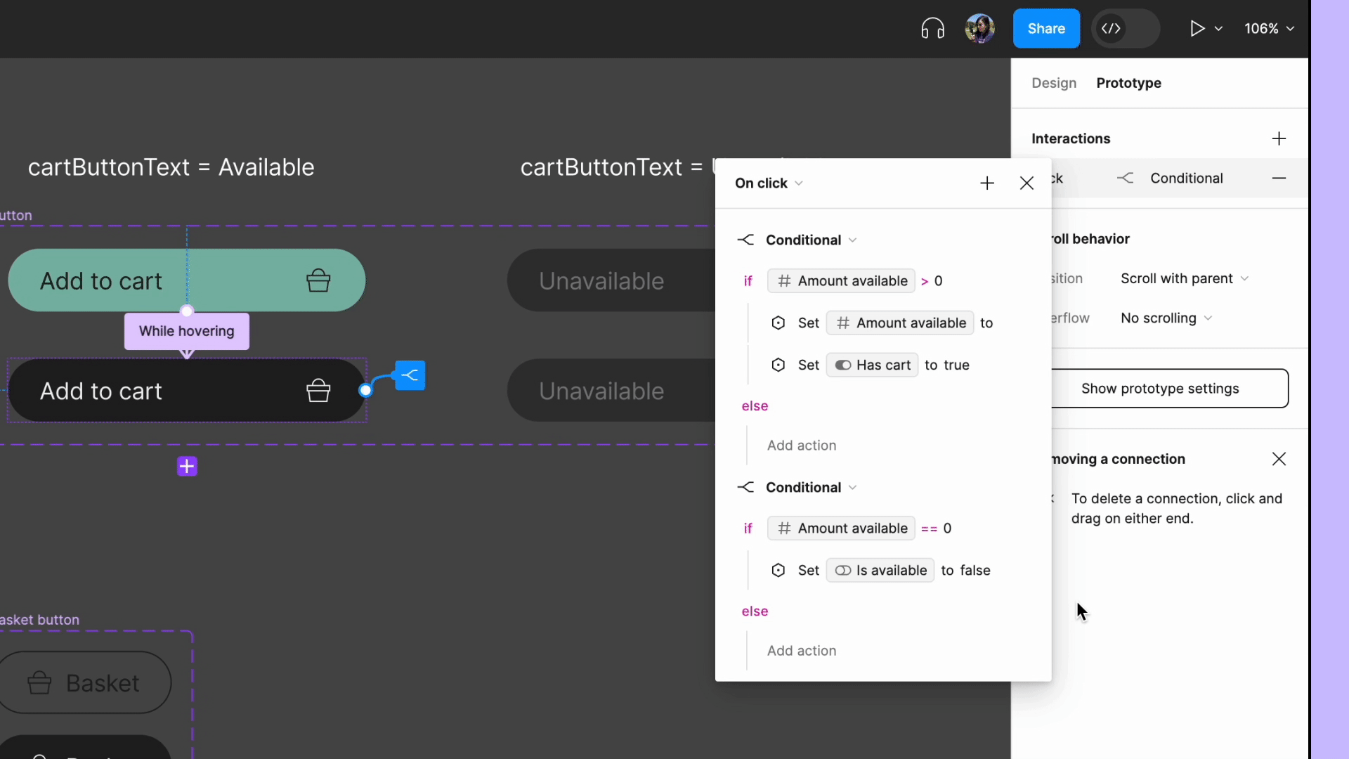 An interaction details modal with two actions. The user clicks to collapse the details of the second action, then clicks and drags it to the top of the modal so it becomes the first listed action.