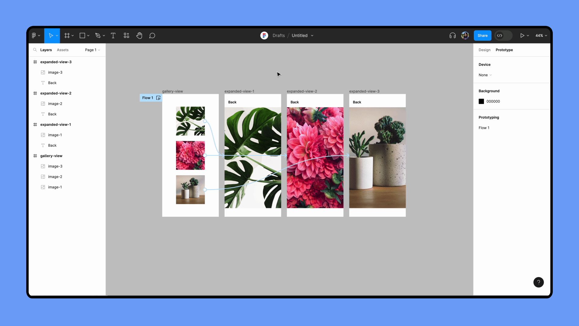 Select each back button then add connections back to gallery view frame.