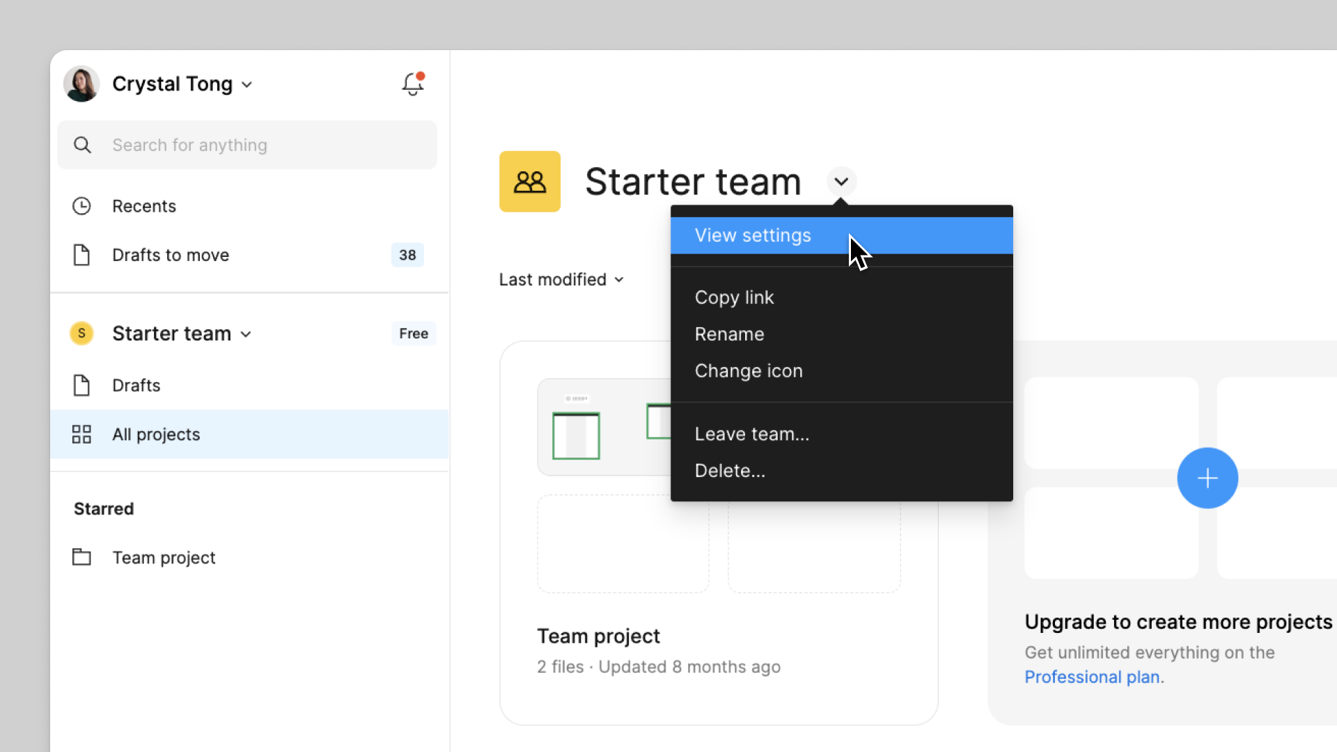 Vista de un equipo inicial en el explorador de archivos con el menú desplegable abierto junto al nombre del equipo. El cursor se sitúa sobre las opciones de configuración de vista en el menú desplegable.