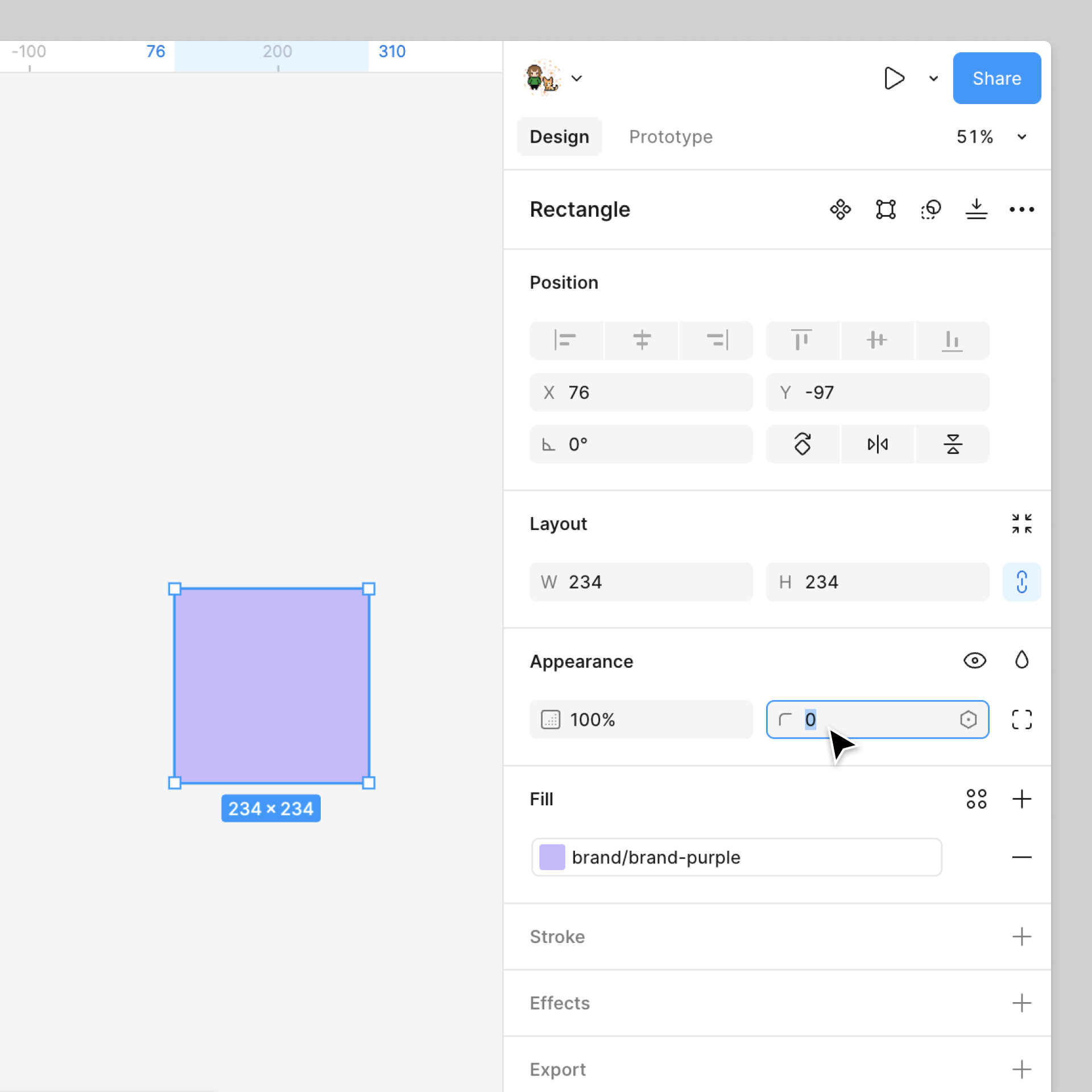 Adjust corner radius from the right sidebar.png