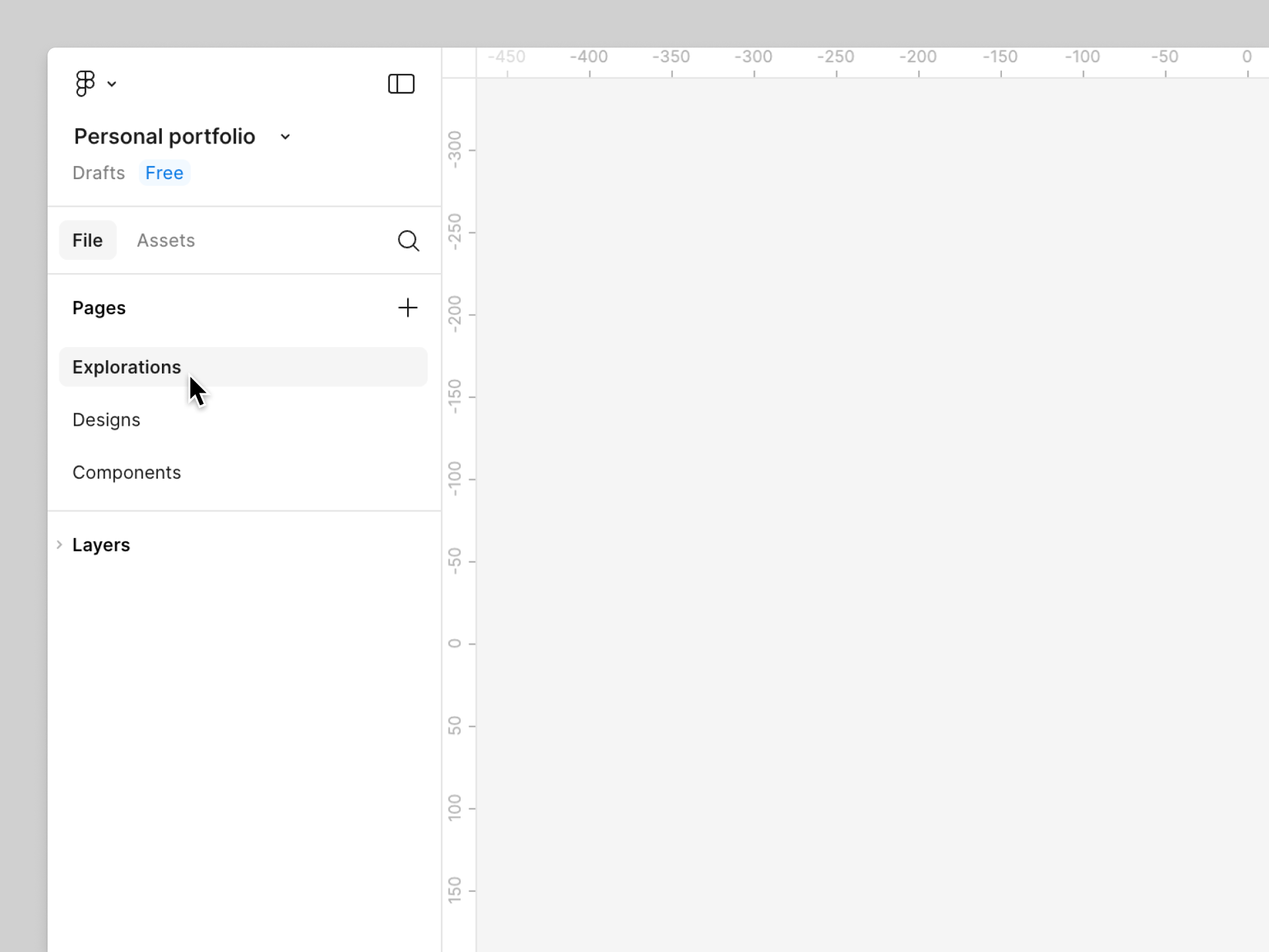 Add additional pages to your file from the left sidebar