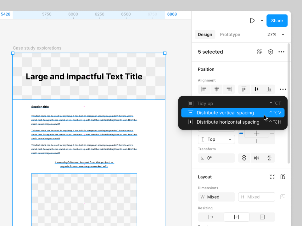 Distribute vertical spacing