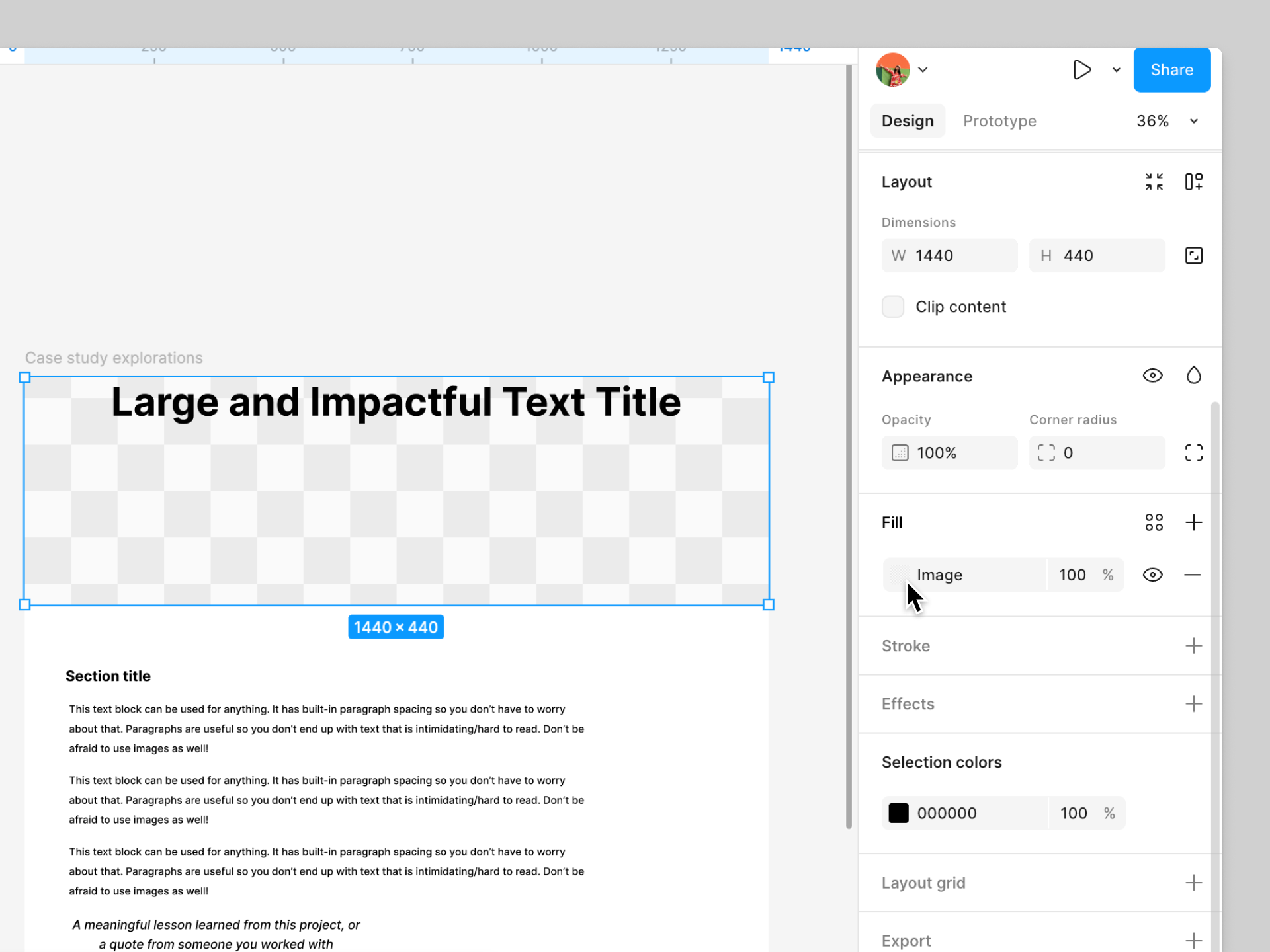 Add the text layer to a frame and change the fill to an image placeholder