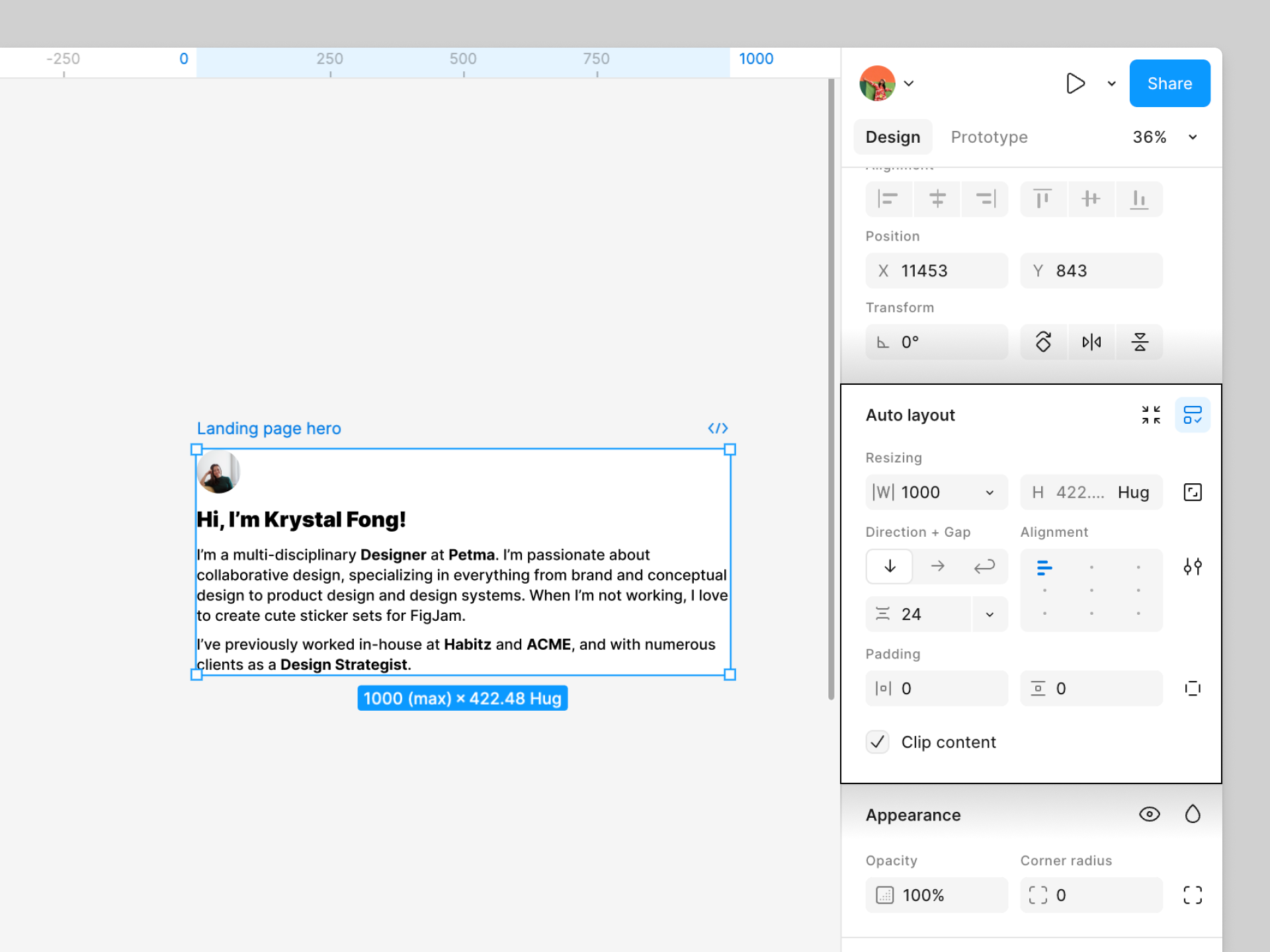 add auto layout to the landing page hero.png