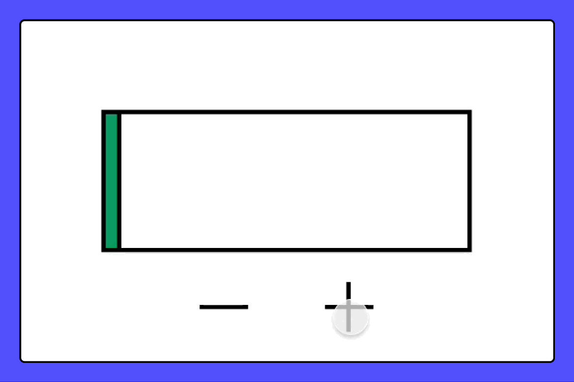 Het prototype wordt afgespeeld. Wanneer je op het plusteken klikt, wordt het volumeniveau breder. Wanneer je op de minknop klikt, wordt het volumeniveau smaller.