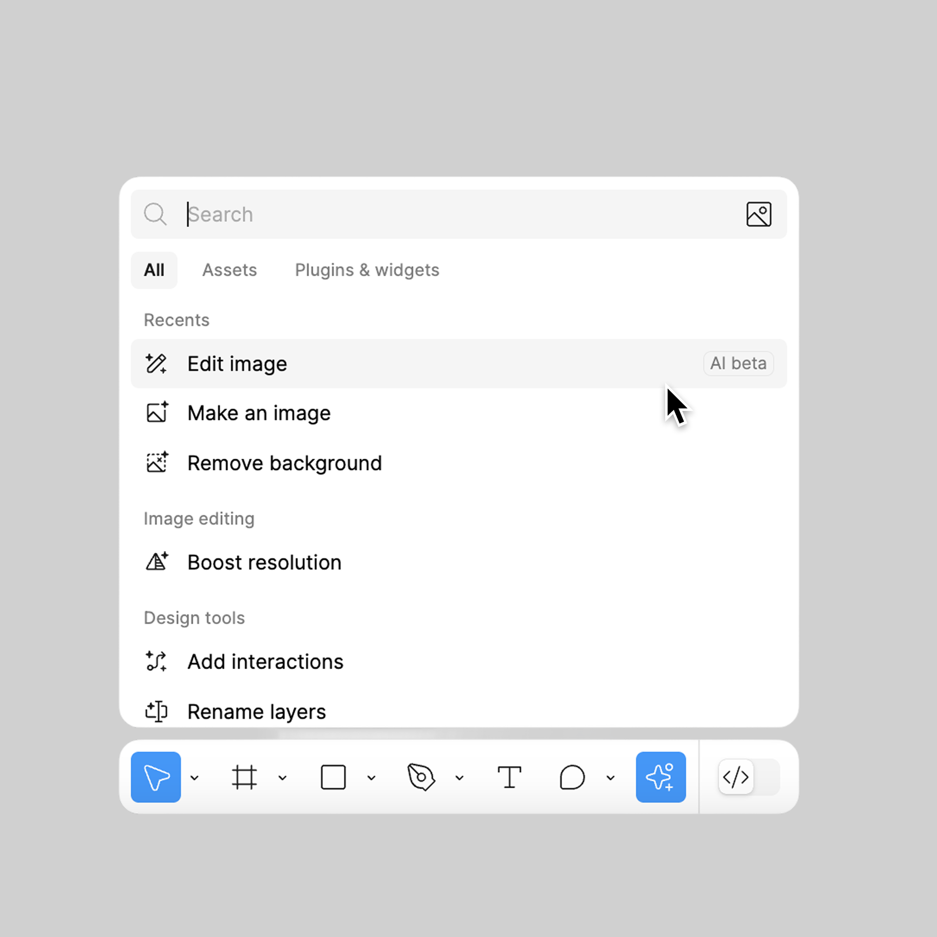 You can find AI tools from the actions menu.