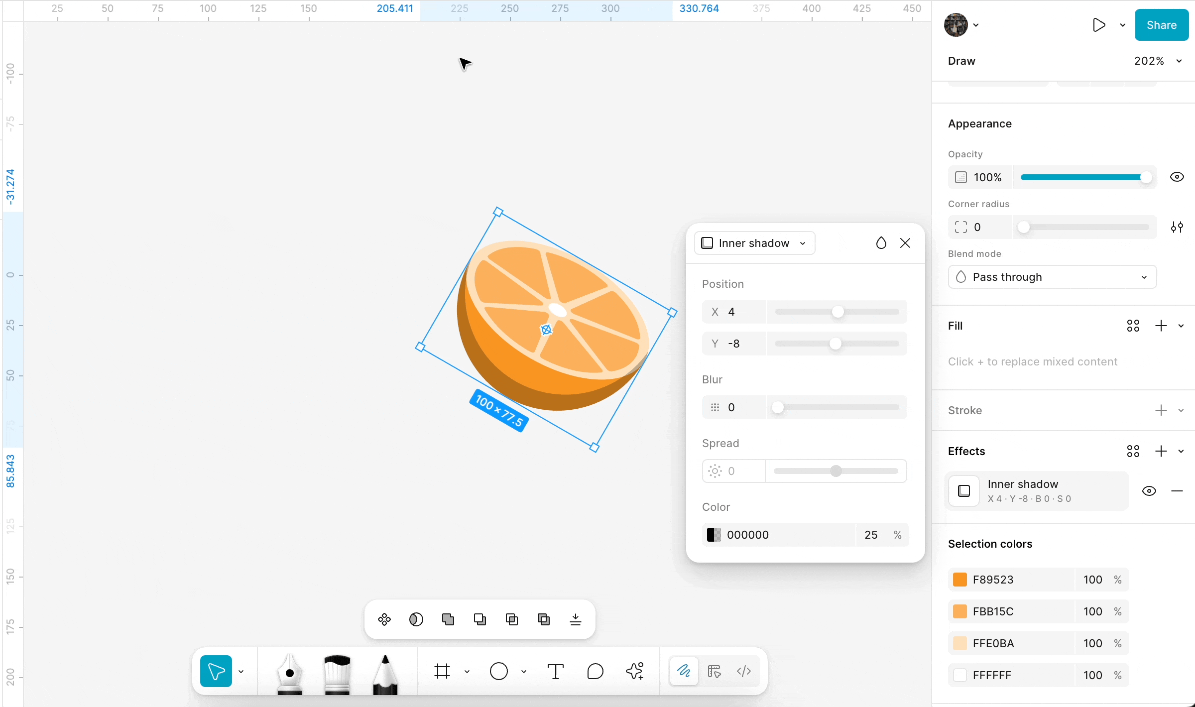 Apply a blend mode to the inner shadow effect