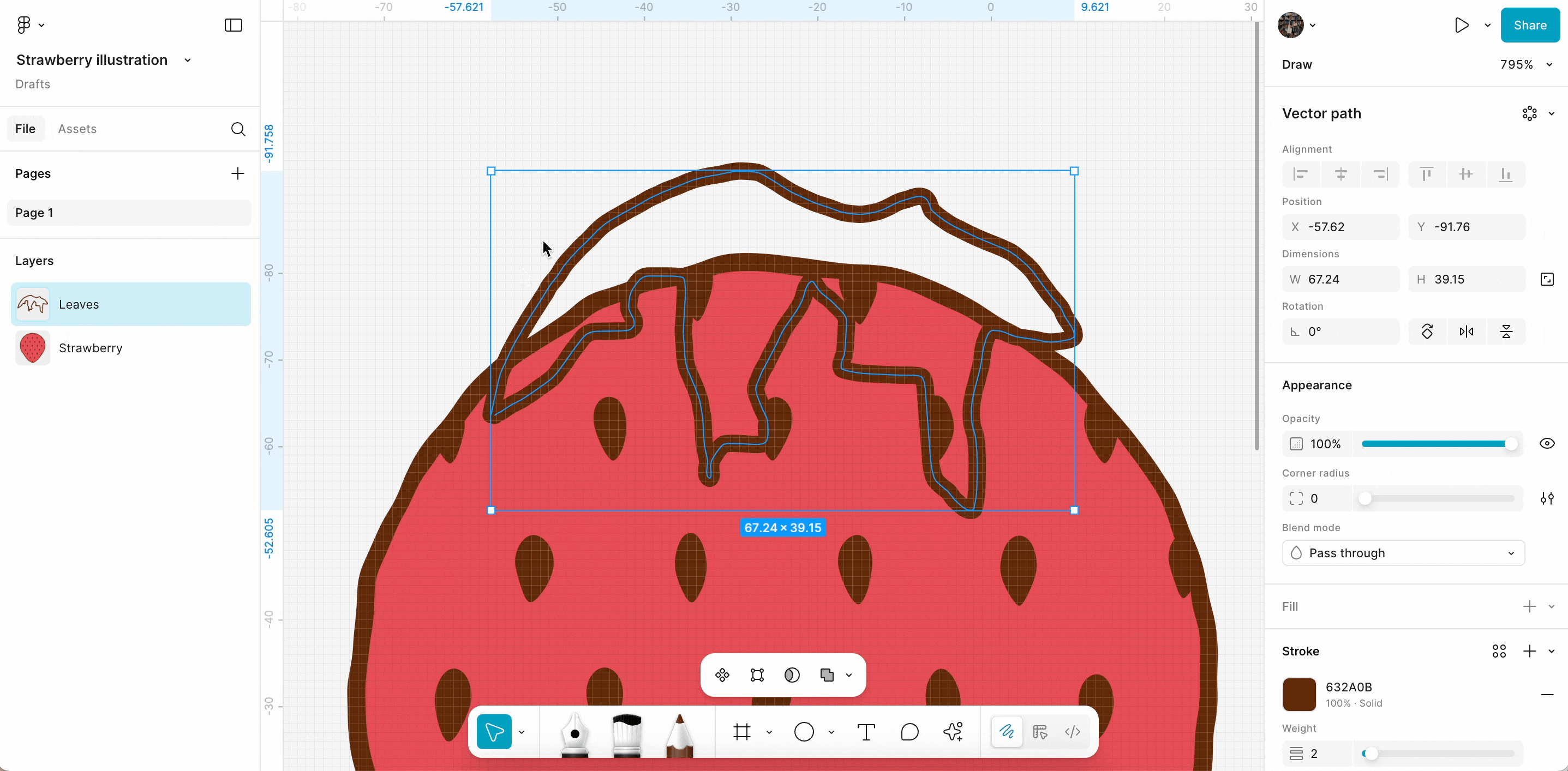 Close the vector path