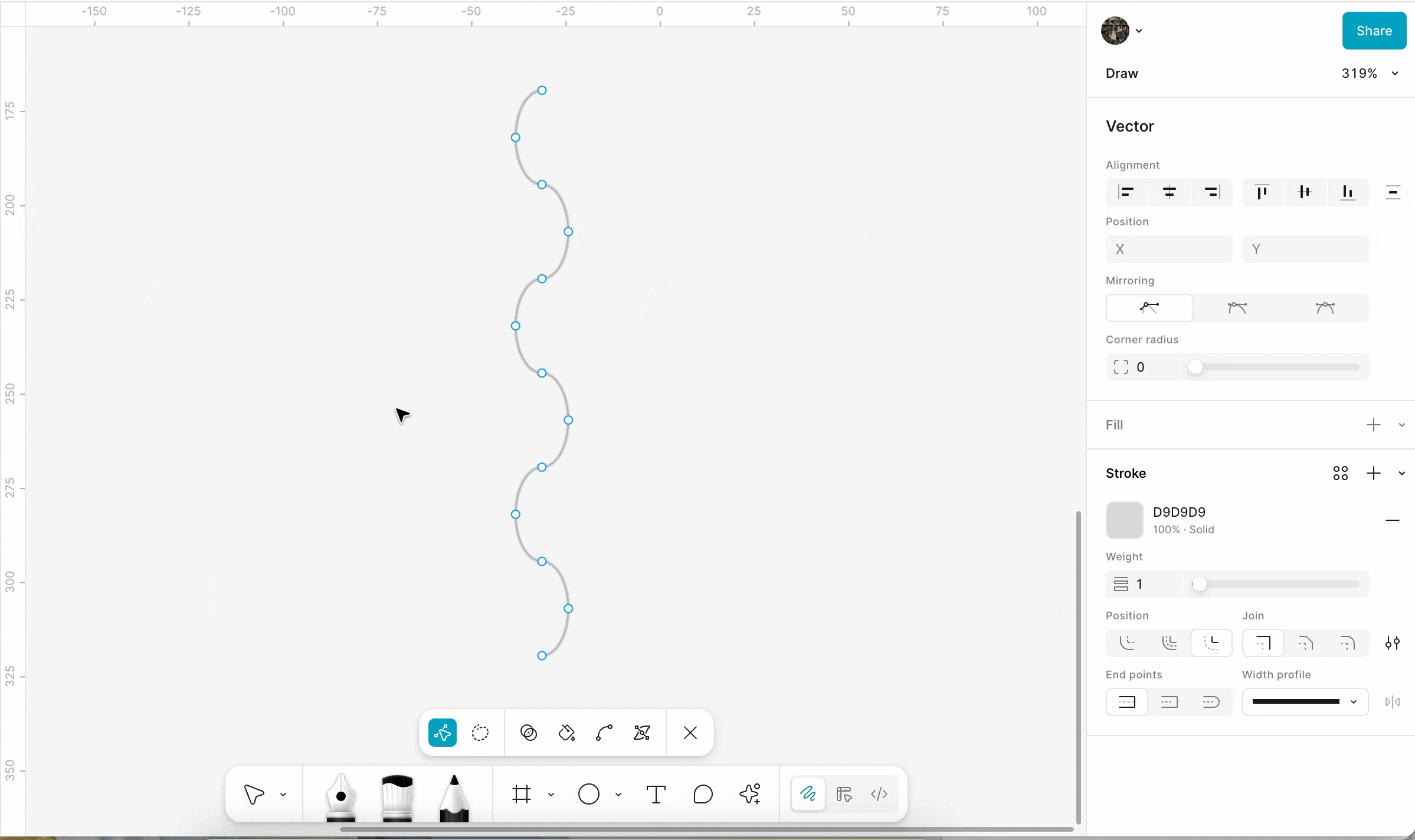 Use the bend tool to create smoother connections between each ellipse