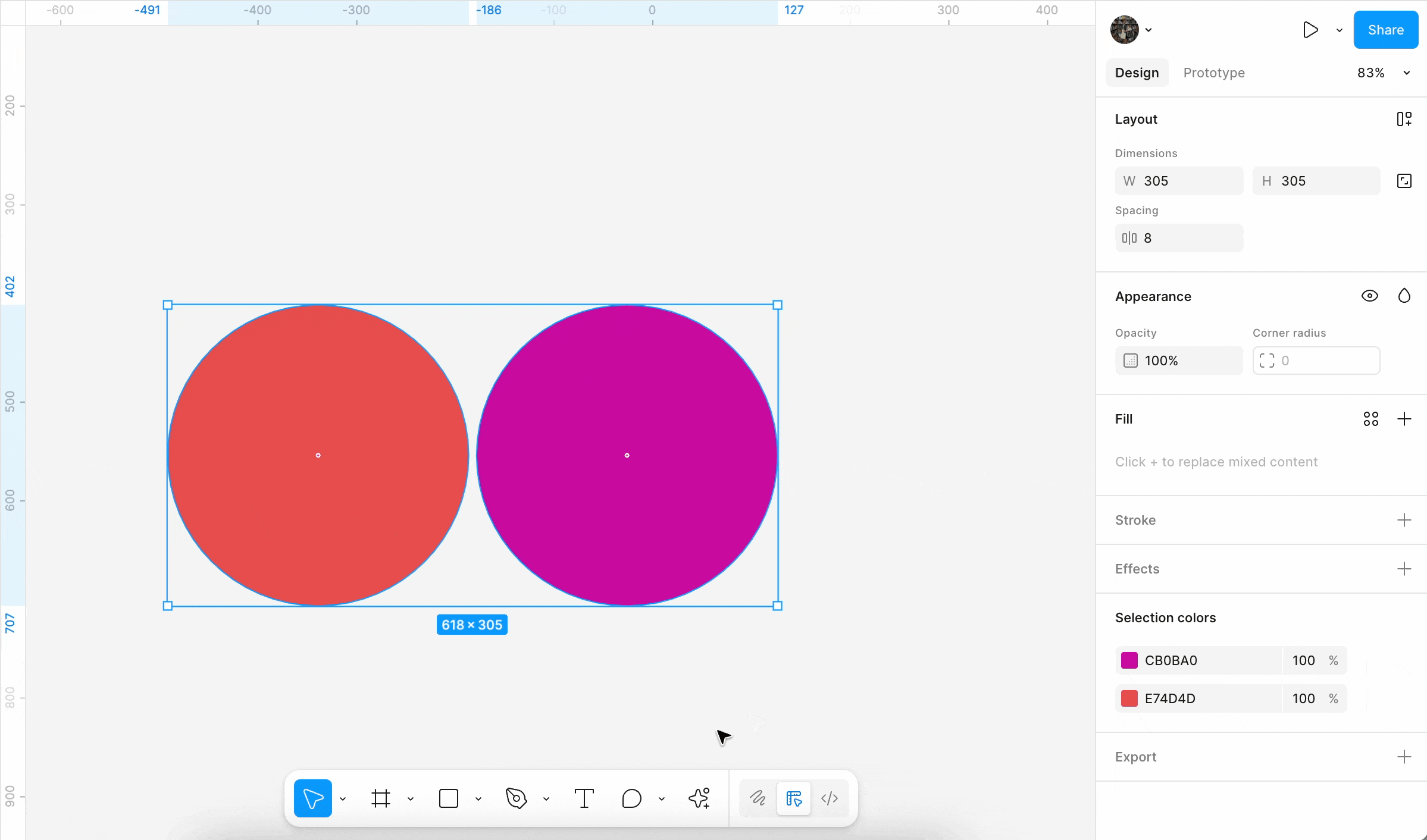 Open the color picker from the selection colors section of the right sidebar.gif