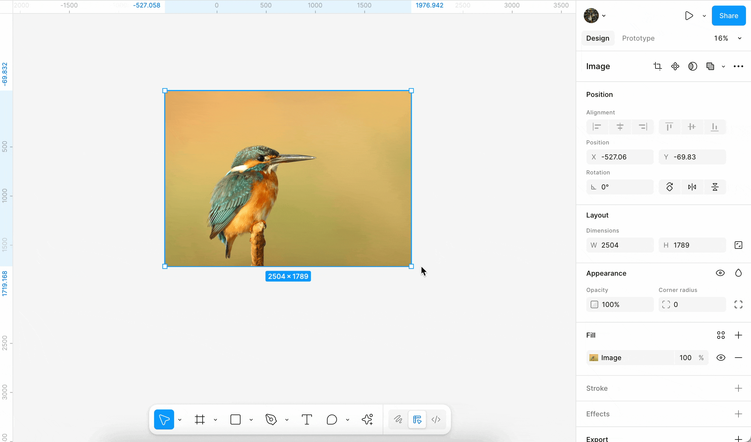 An example of how an image fill scales when an object is resized