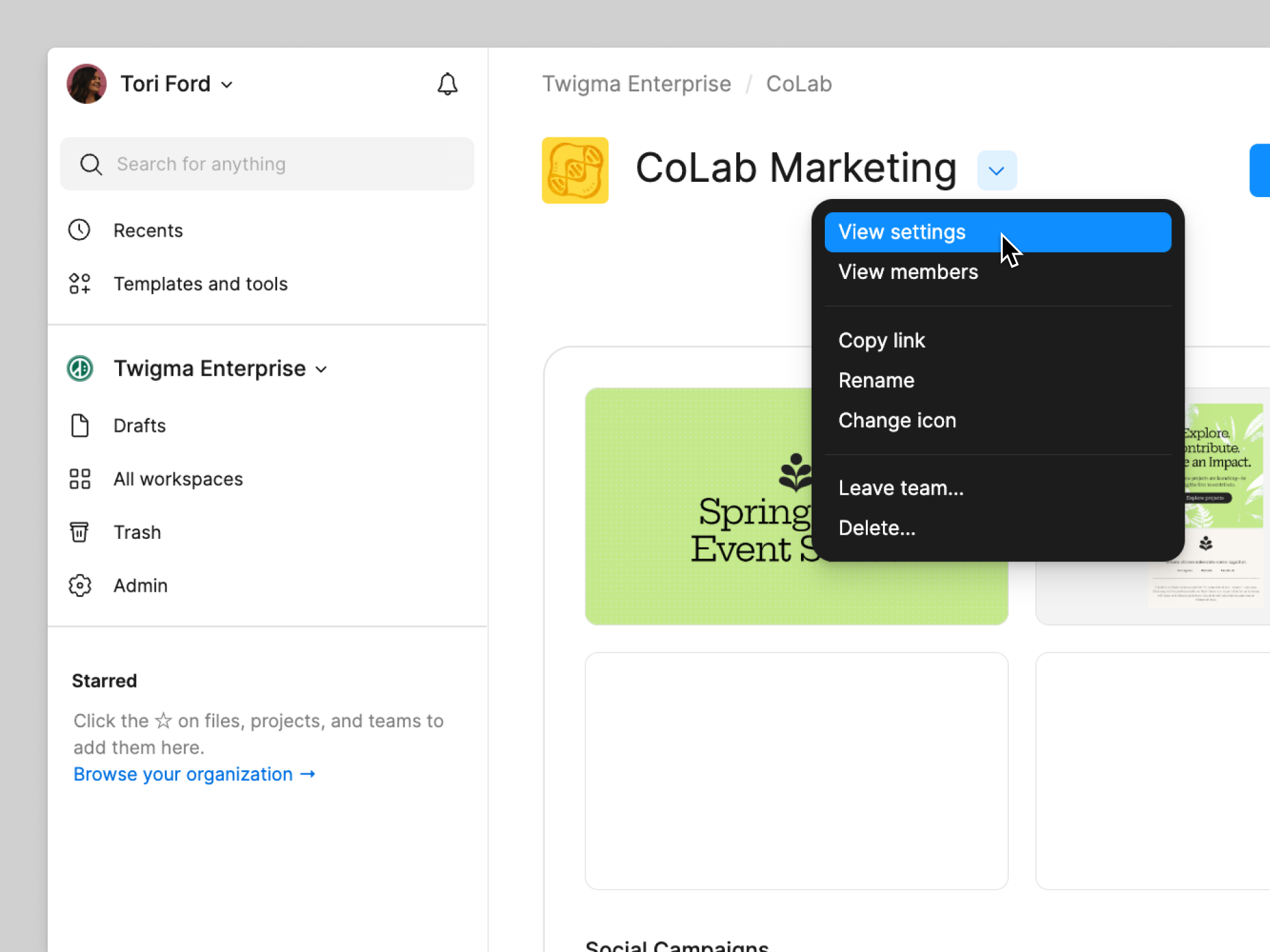 View team settings to change organization access to the team.