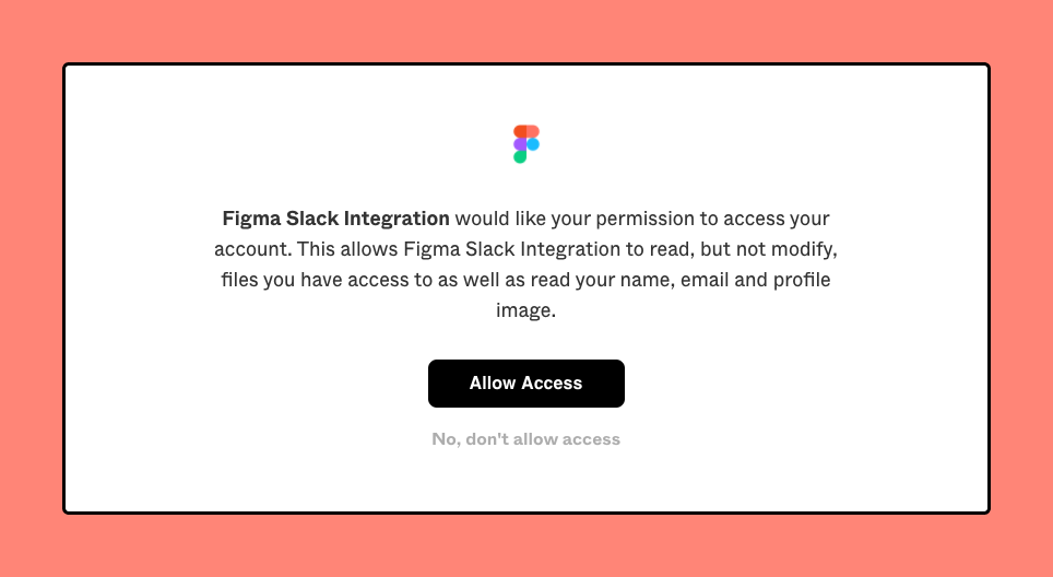 Figma authorization screen for Slack app