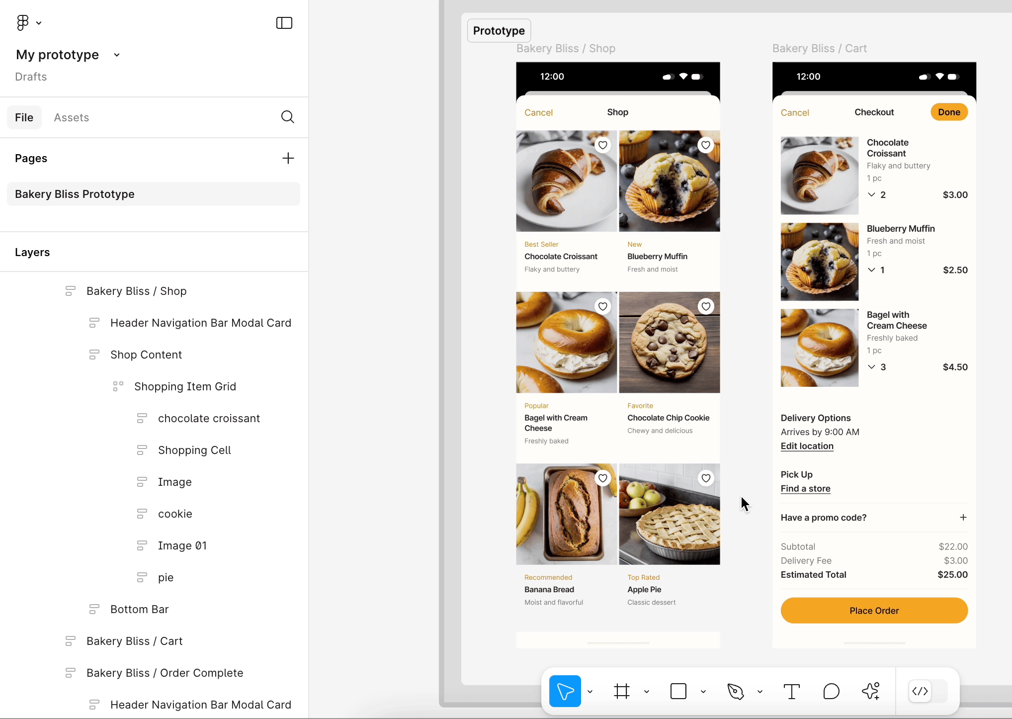Panel de capas de Figma que muestra las capas seleccionadas de forma masiva, sobre las que se hizo clic con el botón derecho y a las que se les cambió el nombre utilizando el modal Cambiar nombre de forma masiva.