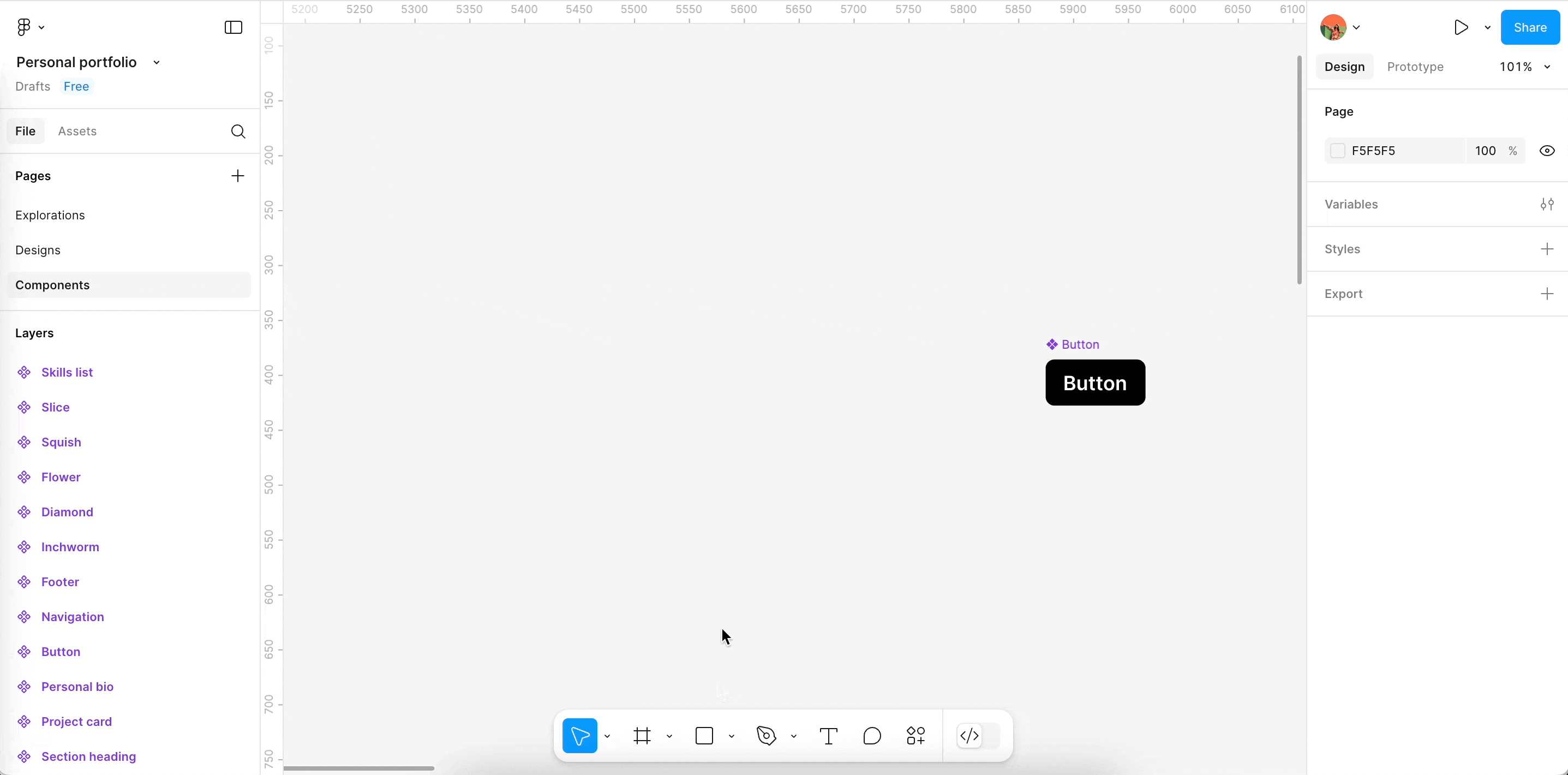 キャンバスにセクションを追加する方法を示すアニメーション。 