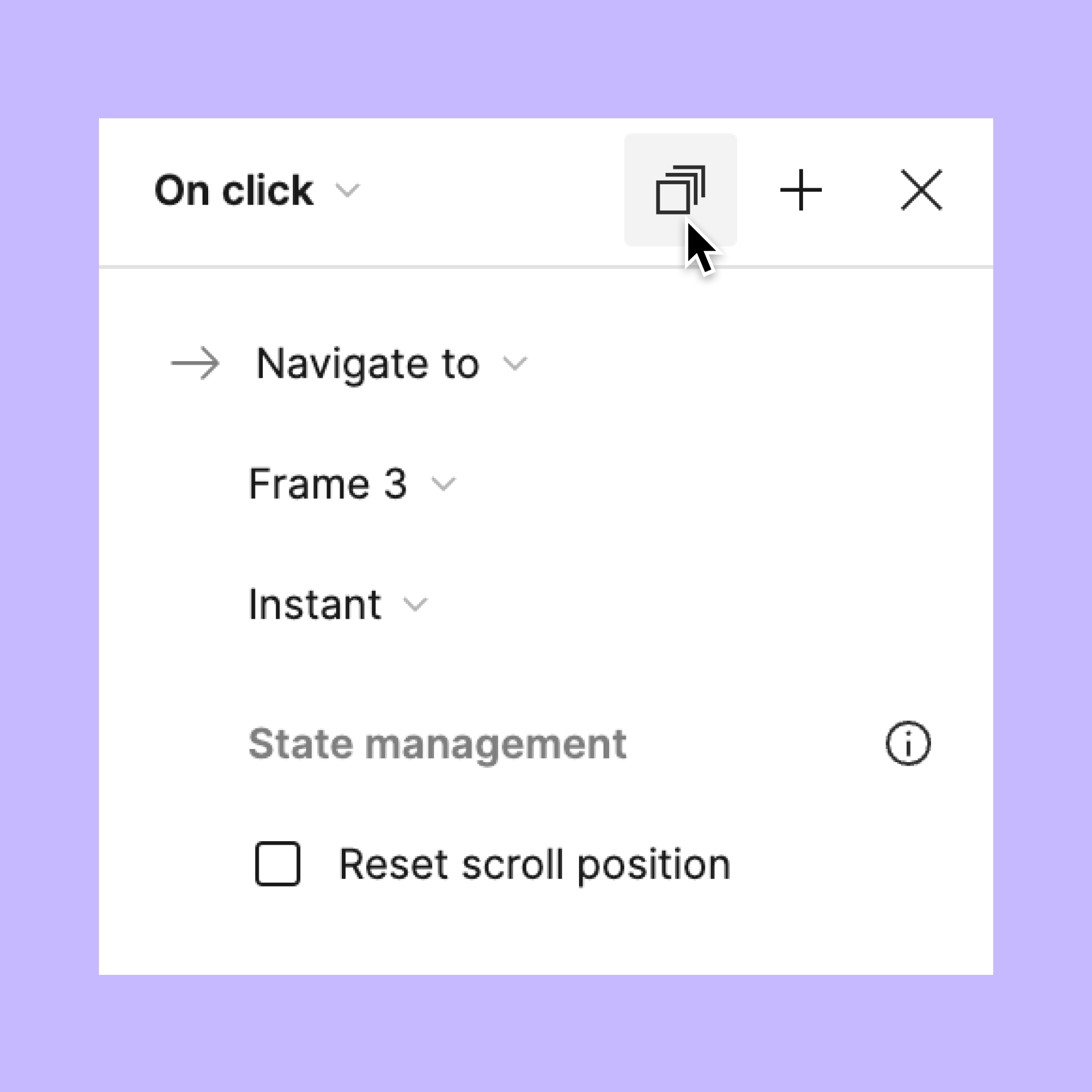 Das Modal „Interaktionsdetails“ mit der Maus über dem Icon „Übereinstimmende Interaktionen auswählen“.