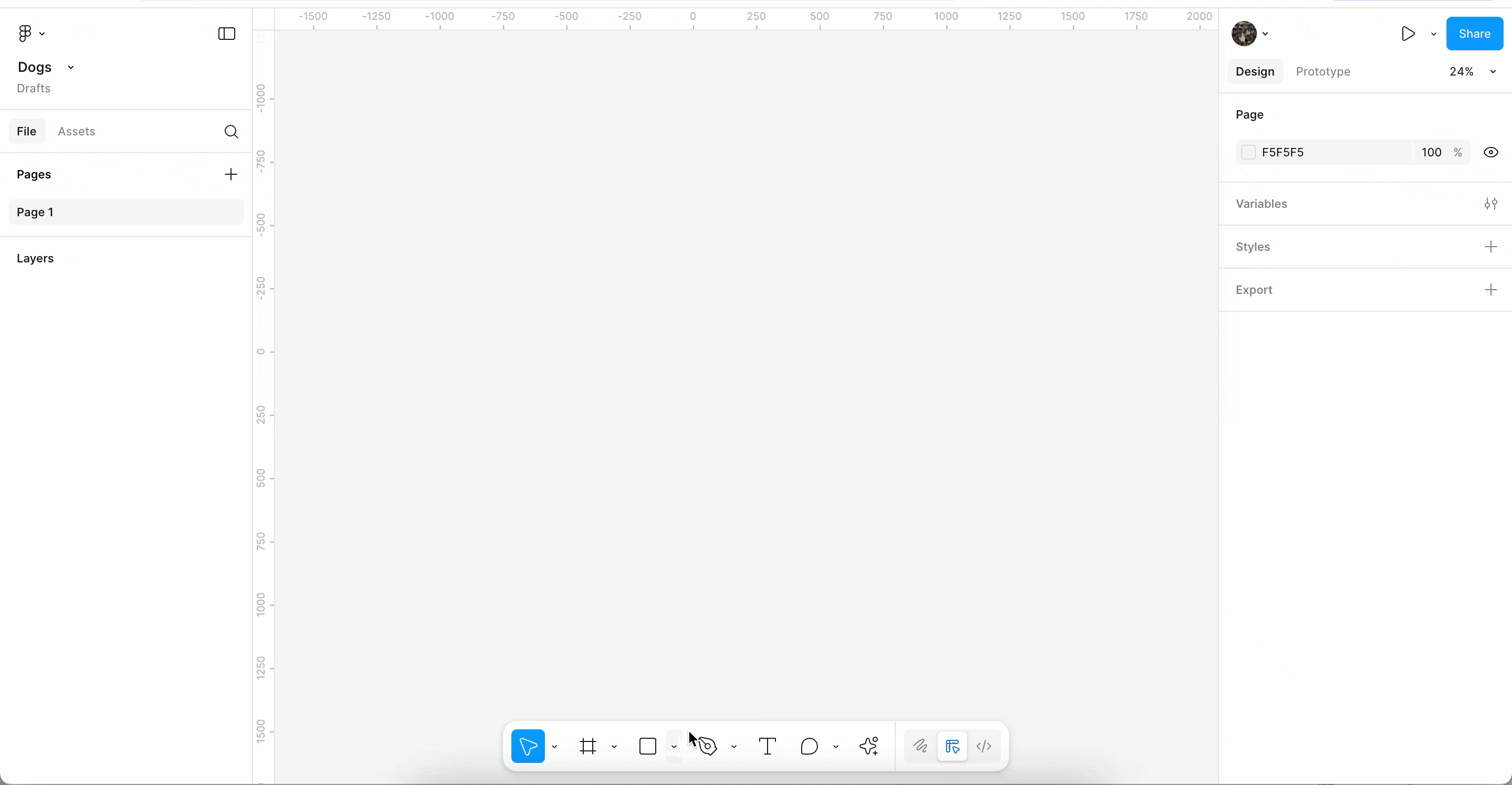 Demonstrando o arrastar e soltar de uma imagem na tela de trabalho do Figma para criar uma nova camada com a imagem como preenchimento.