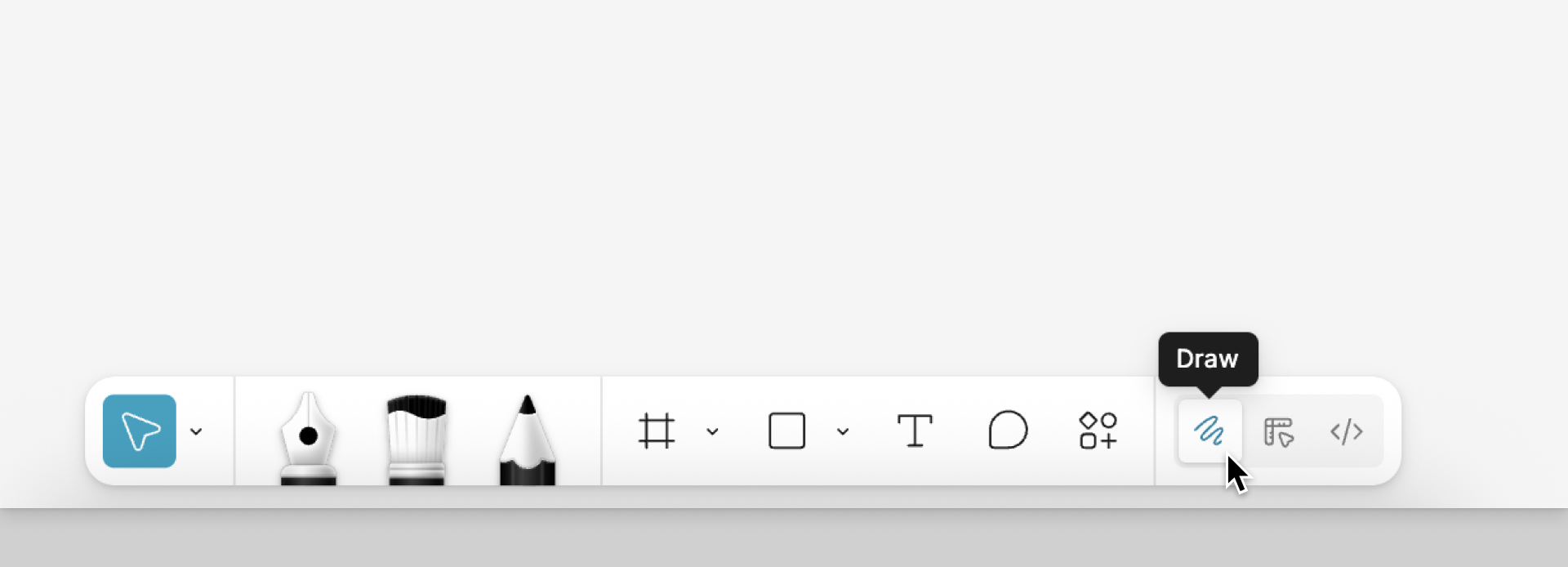 The Figma Draw toggle in the toolbar