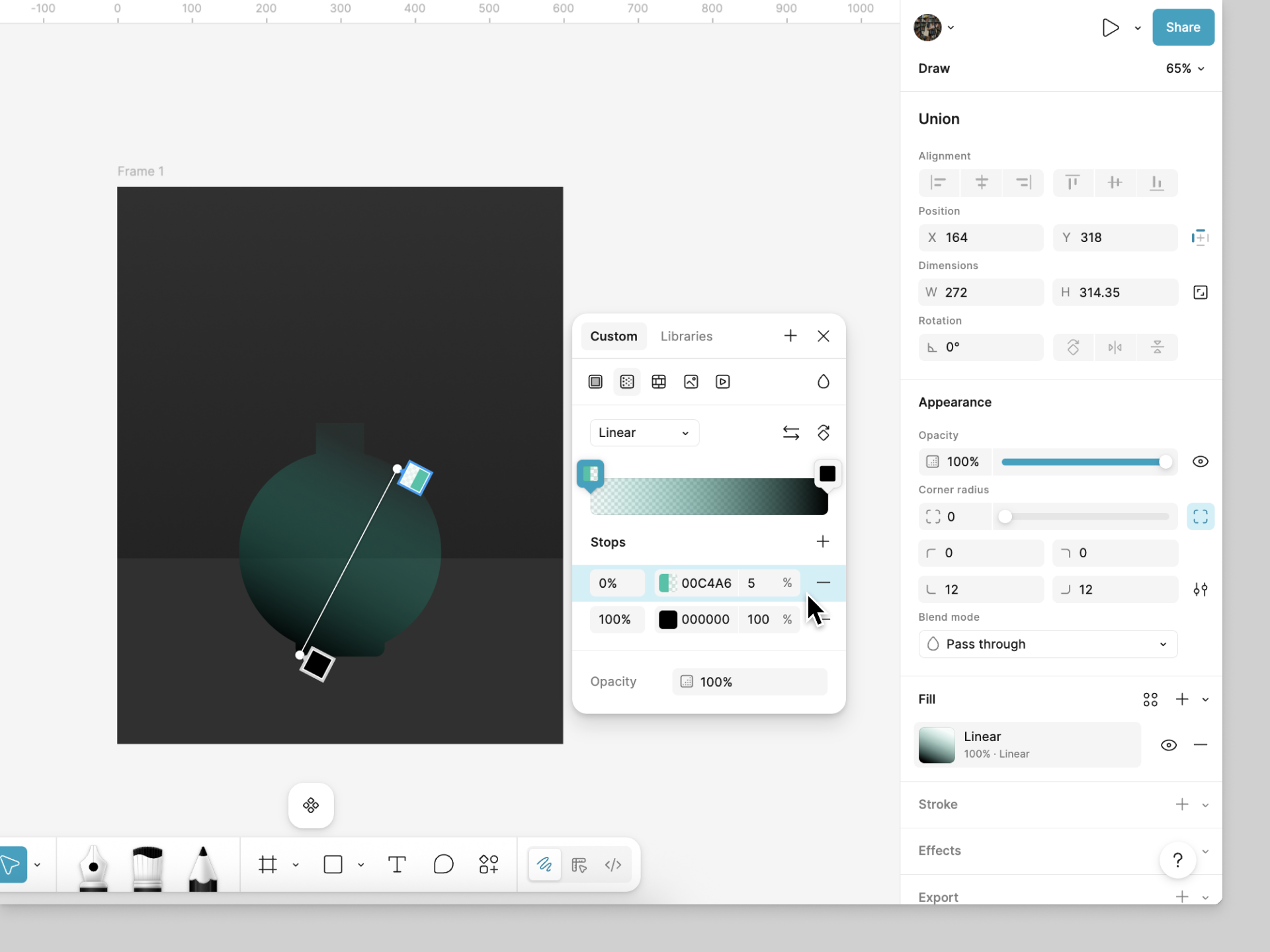 Add a linear gradient to the vase