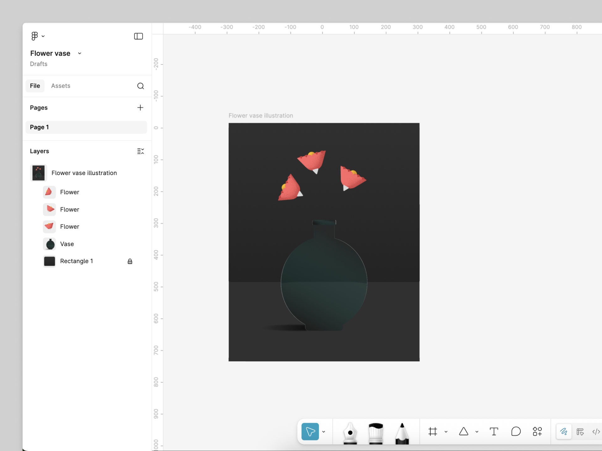 Add flowers to the illustration