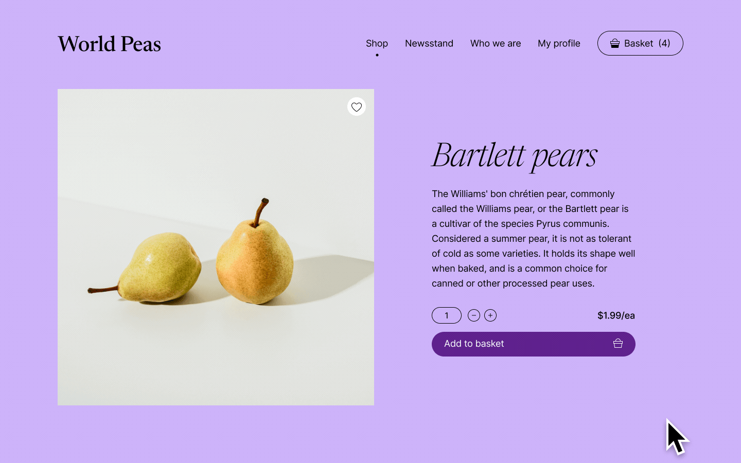 An animation that demos an Add to basket button label changing to Added! to communicate that the user's action was accepted.