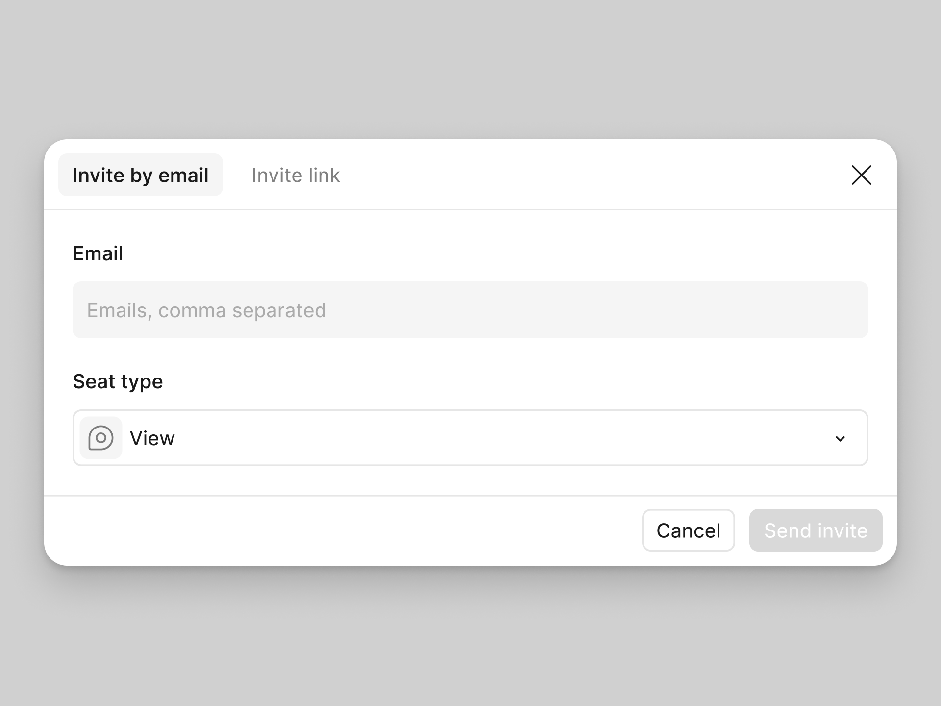 Plan invite modal for Starter and Pro teams.