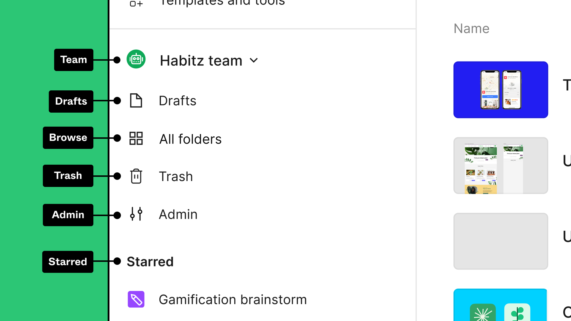 The sidebar of the file browser