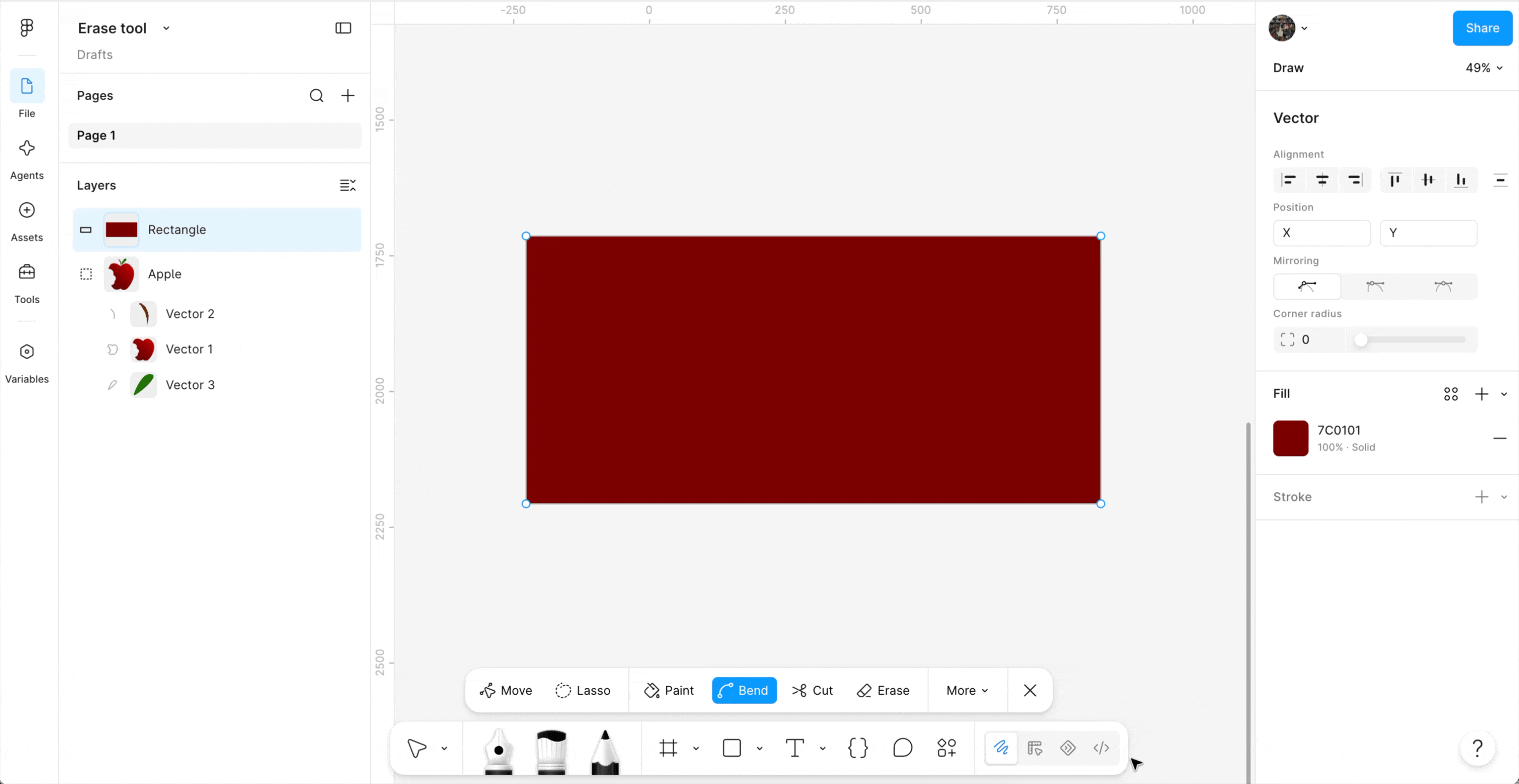 An animated example demoing how to split a vector object