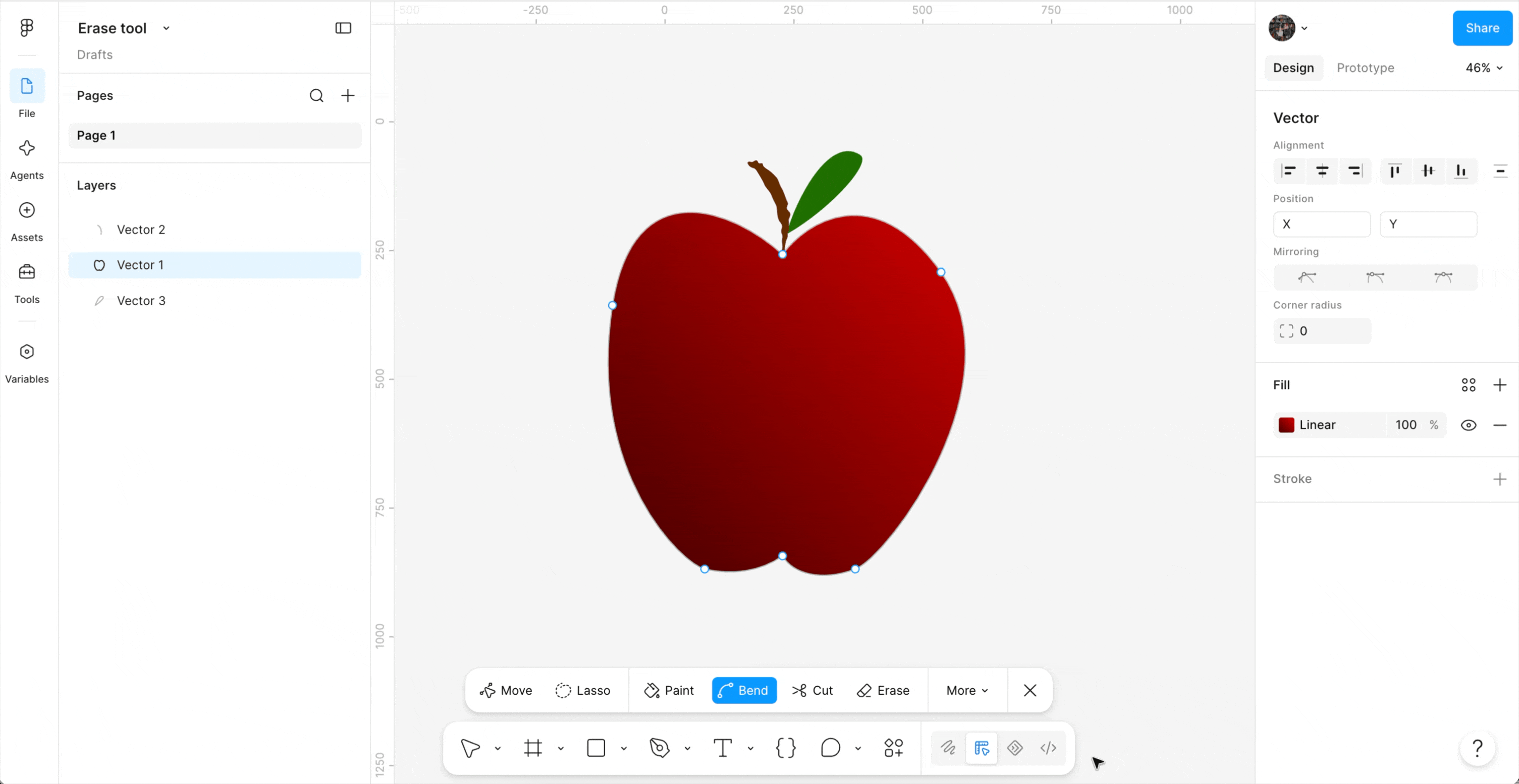 An animated example demoing how to use the eraser tool