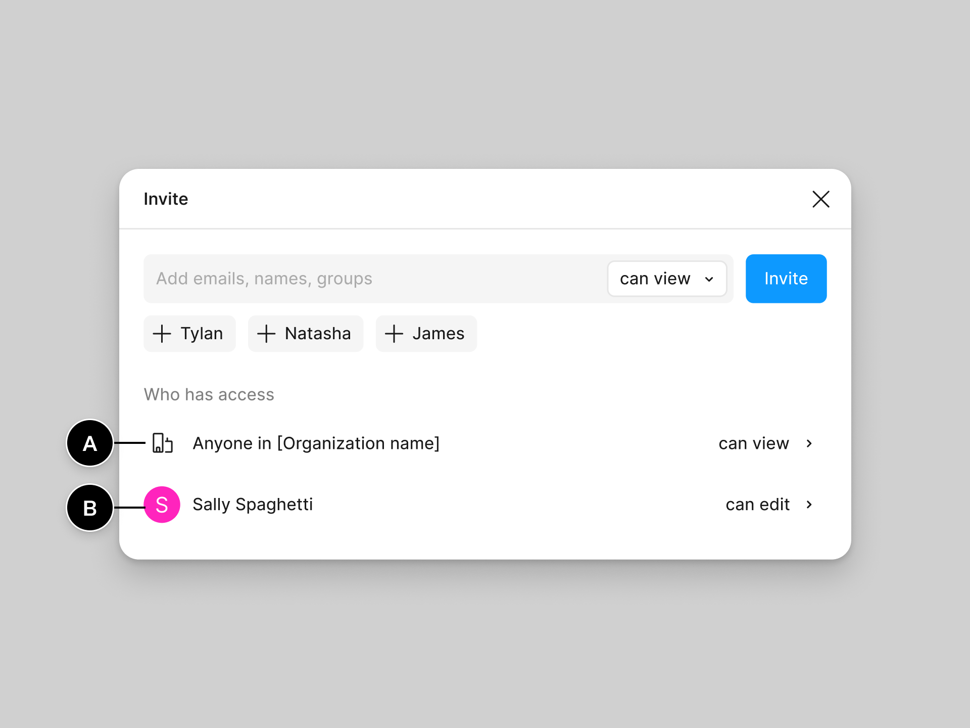 Team invite modal for Org and Enterprise plans