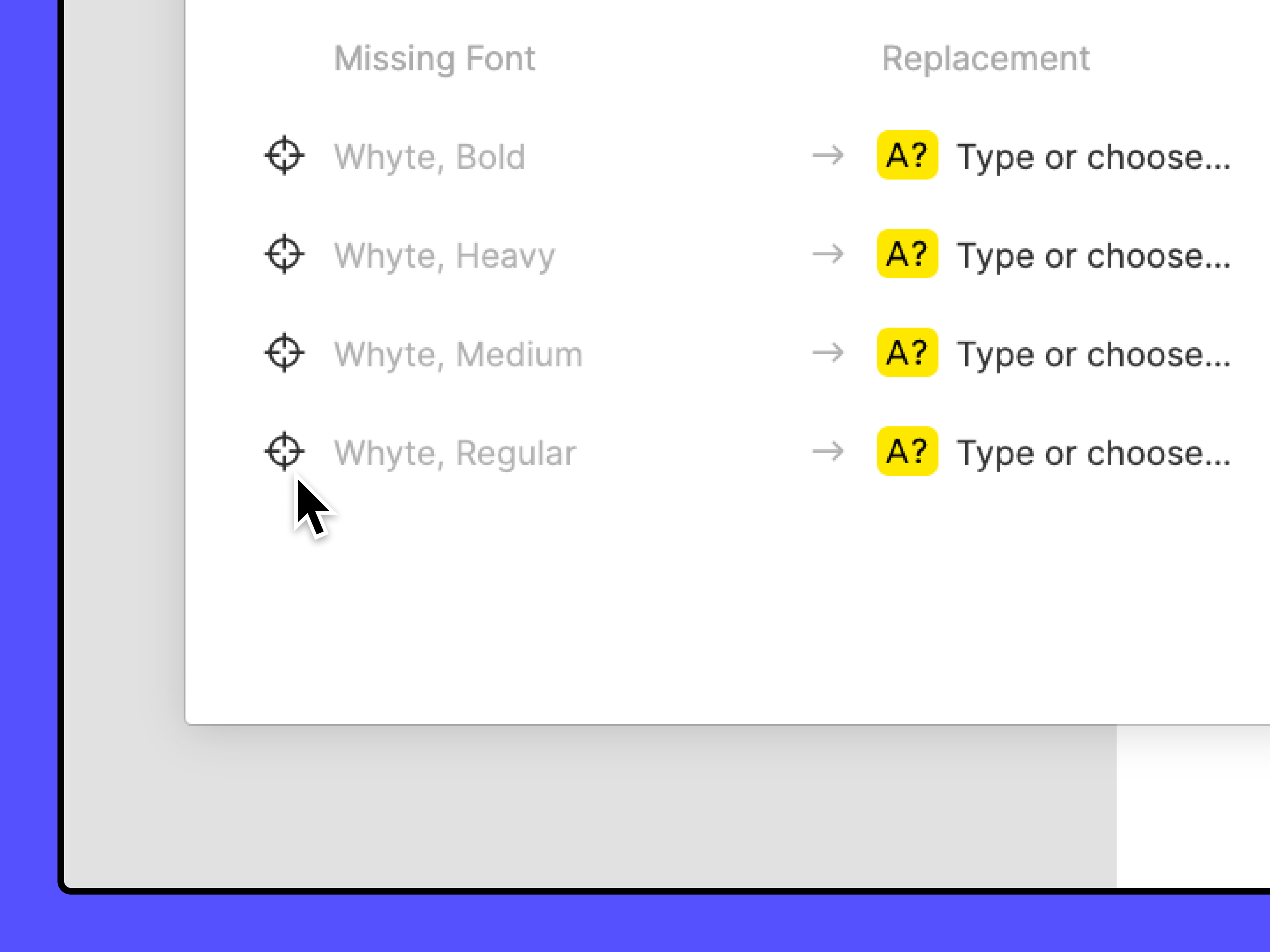 missing fonts modal find text layers