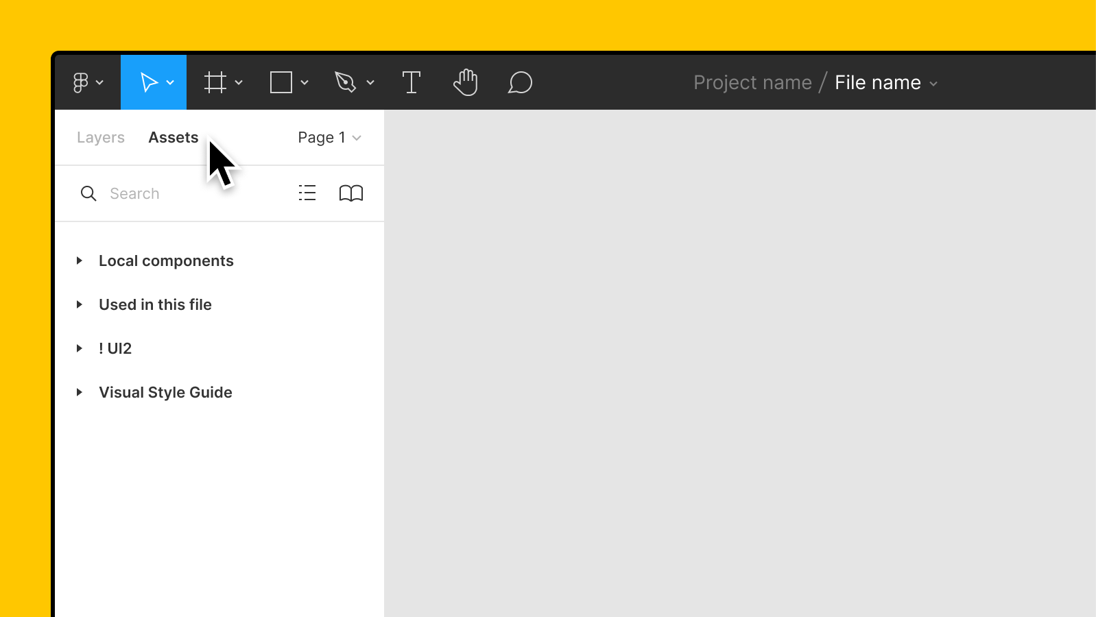 Local components and libraries in the Assets panel