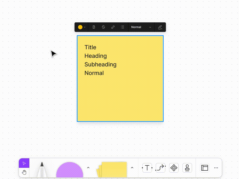 Mixed text sizes in a sticky note