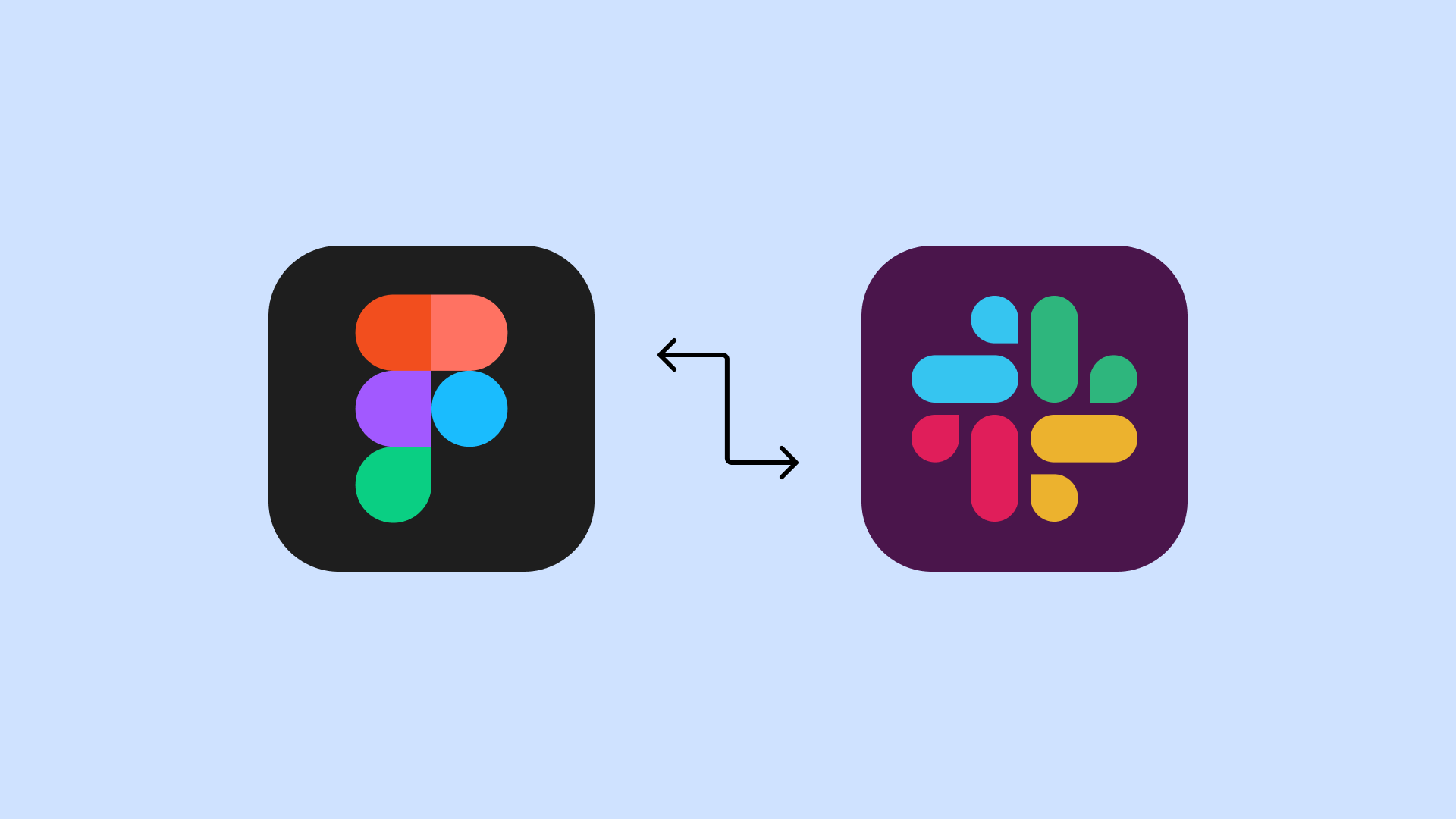 figma and slack icons with bidirectional arrow