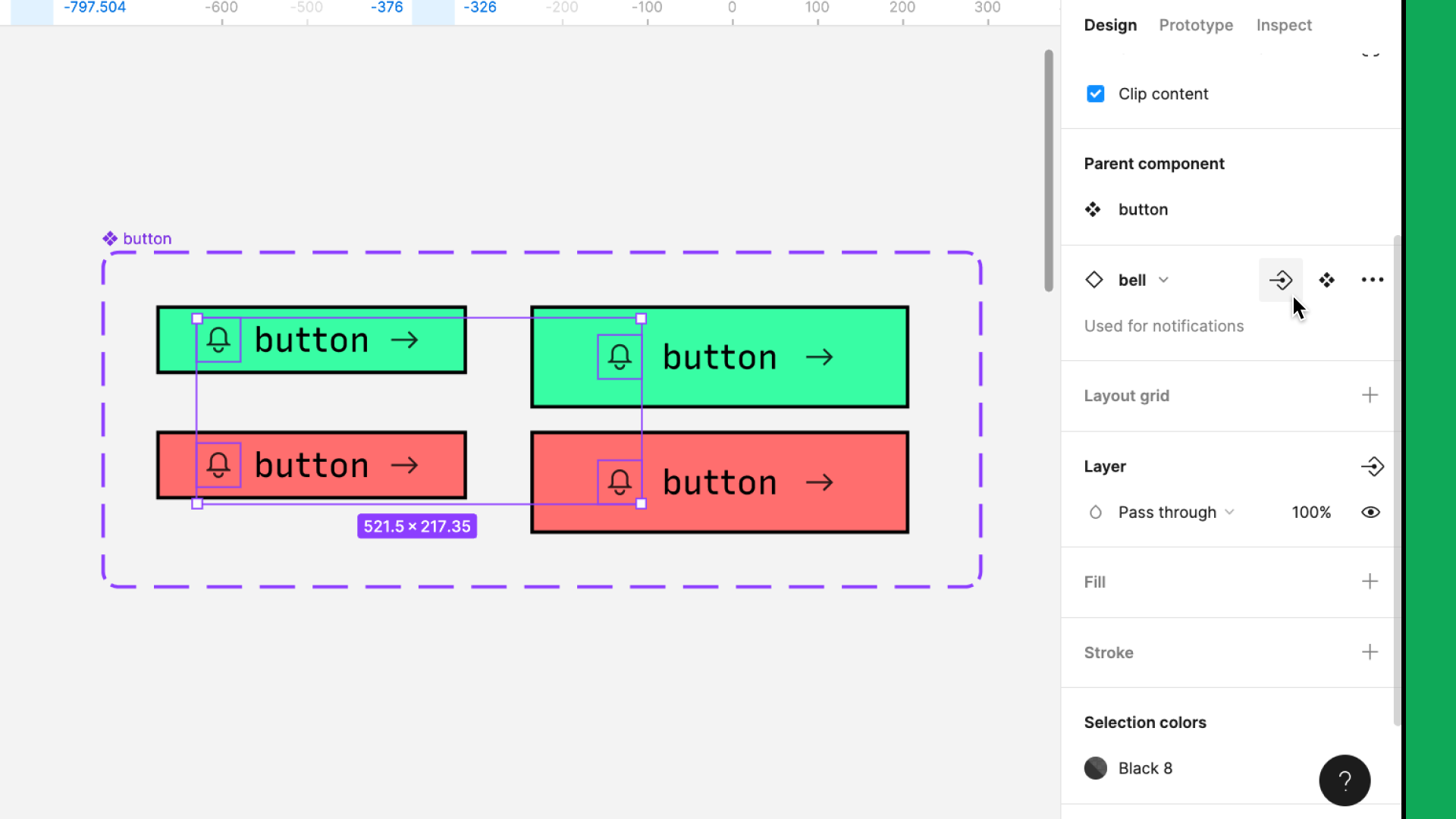 cursor clicking on component prop button in right sidebar