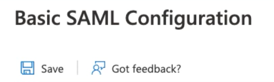Save icon and label under Basic SAML Configuration heading