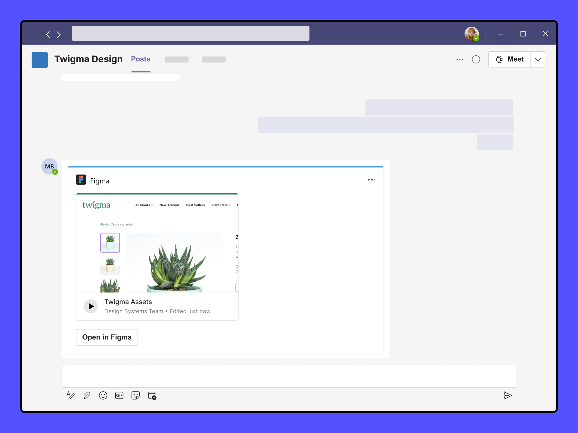 image of an expanded link to a Figma file shared to a Teams channel