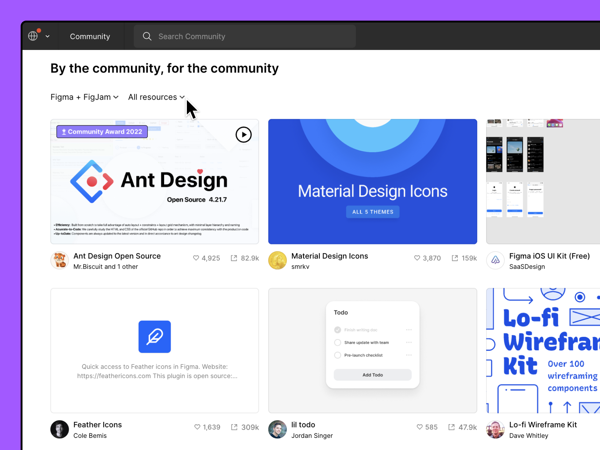 Figma Community filter and search